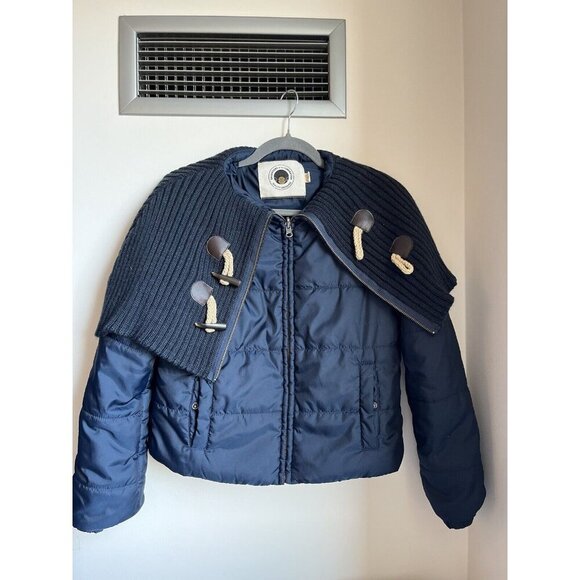 Anthropologie Daughters Of The Liberation Puffer Jacket XS Navy Fold Over XS - Picture 2 of 10